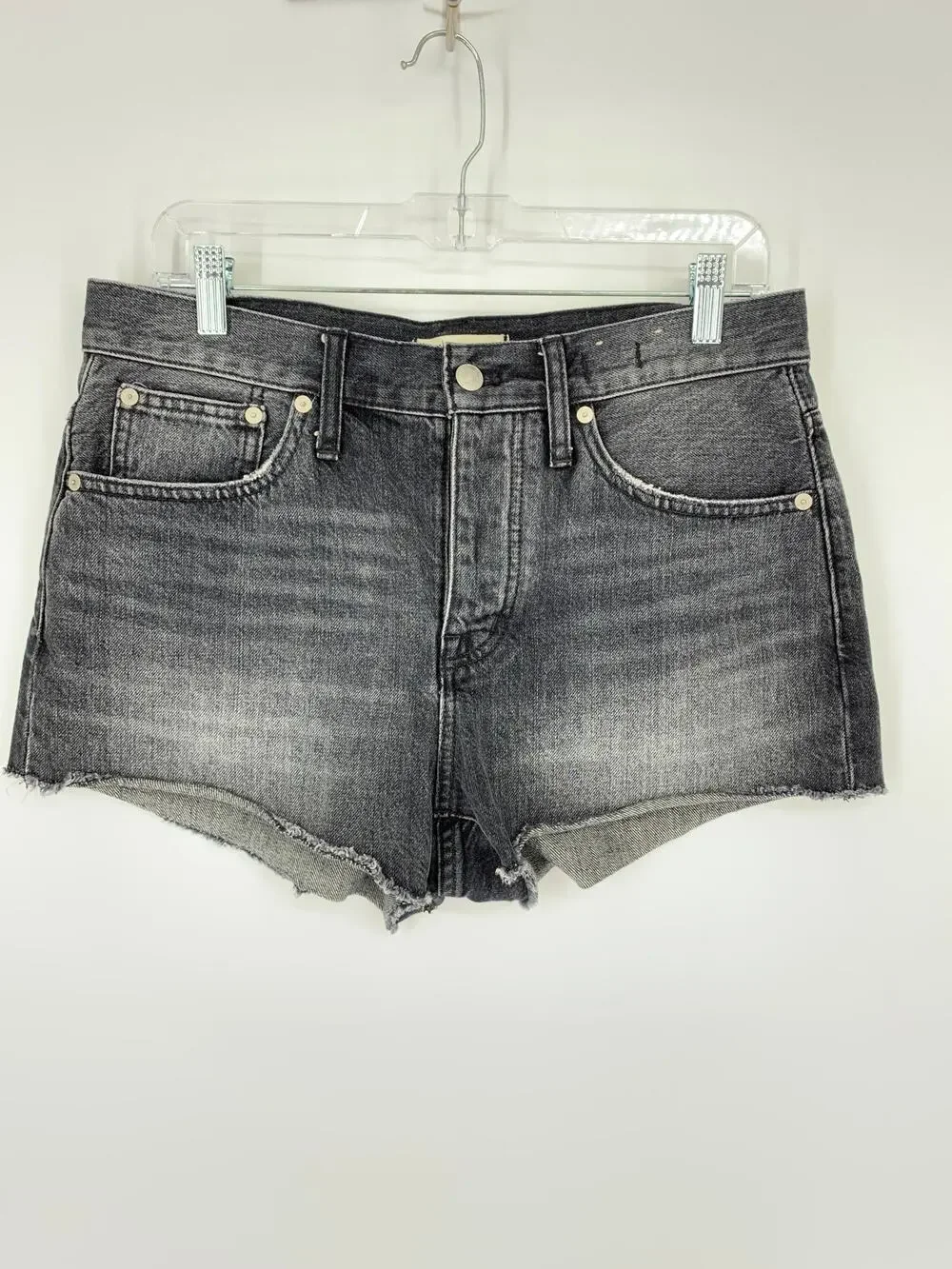 Madewell Shorts Women's Size 26 Relaxed Denim Raw Hem Calverley Wash Black